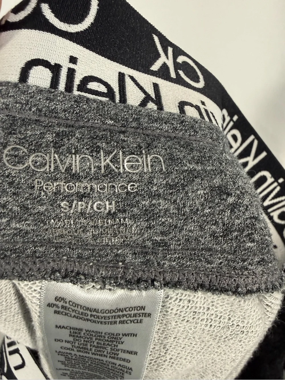 Calvin Klein Men's Heather Gray Knit Joggers with Black Drawstring